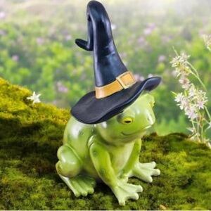 Lime Green Resin Witchy Wizard Frog Garden Statue
Indoor/Outdoor Decor